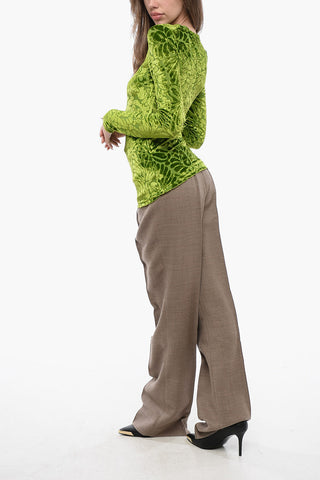 Flocked Fabric Top with Floral Pattern