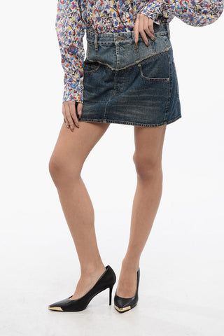 Denim Mini-Skirt with Double-Layer Desing