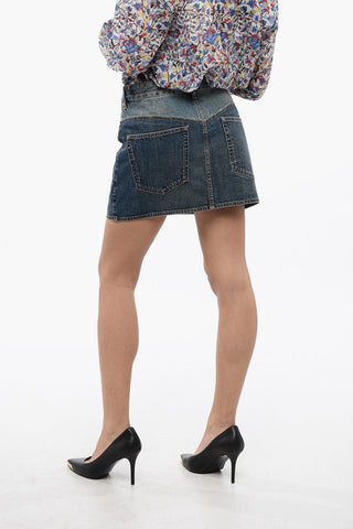 Denim Mini-Skirt with Double-Layer Desing