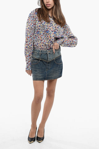 Denim Mini-Skirt with Double-Layer Desing