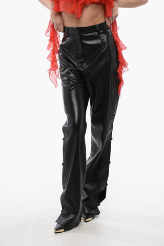 Faux-Leather Trousers FELINA with Side Button Fastening