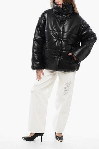 Faux Leather HIDE Jacket wth Snap Buttons