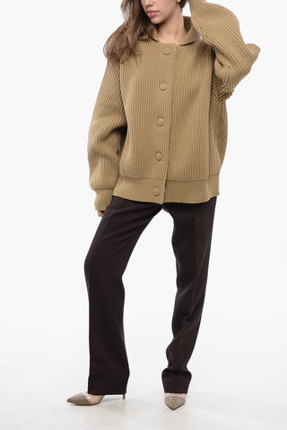 Ribbed Dropped Shoulder Cardigan