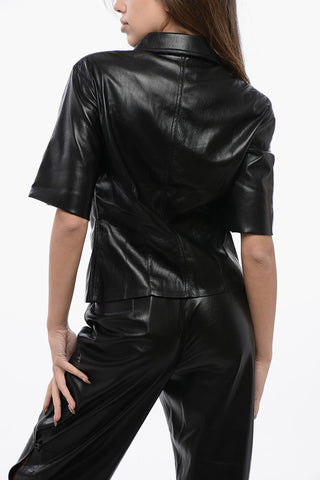 Bluse SABINE Aus Kunstleder Mit Kurzen Ärmeln