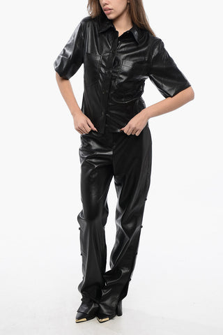 Bluse SABINE Aus Kunstleder Mit Kurzen Ärmeln