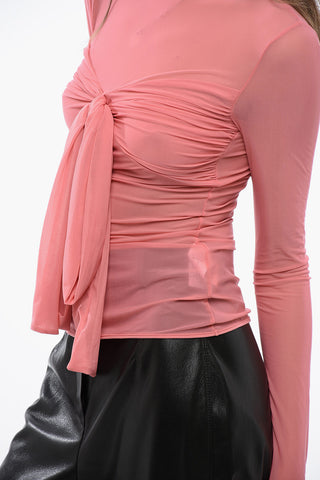 Long Sleeved See-Through Top with Bow