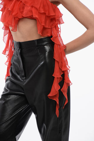 Silk Crop Top with Ruffles