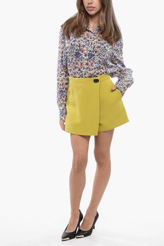 Silk-blended Shorts with Wrap Fastening