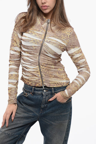 Printed C-ADONIS Blouse with Frontal Zip Closure