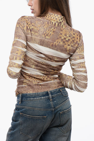 Printed C-ADONIS Blouse with Frontal Zip Closure