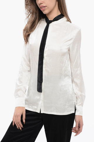 Korean TONI Shirt with Satin Tie Neck