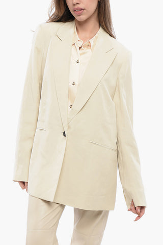 Linen Blend 1 Buttons DERI Blazer with Peak Lapel