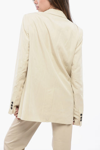 Linen Blend 1 Buttons DERI Blazer with Peak Lapel