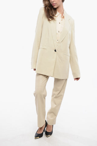 Linen Blend 1 Buttons DERI Blazer with Peak Lapel