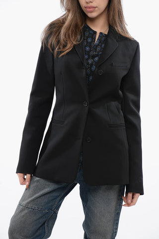 Solid Color Twill 3 Buttons Blazer