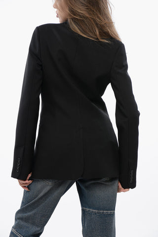 Solid Color Twill 3 Buttons Blazer