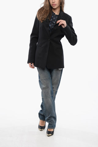 Solid Color Twill 3 Buttons Blazer