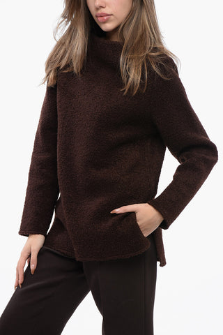 Bouclé Wool Sweater with Boat Neck