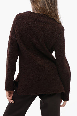 Bouclé Wool Sweater with Boat Neck