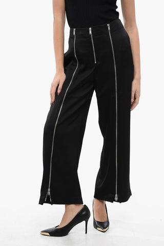 Pantaloni Crop a Gamba Ampia con Dettaglio Zip