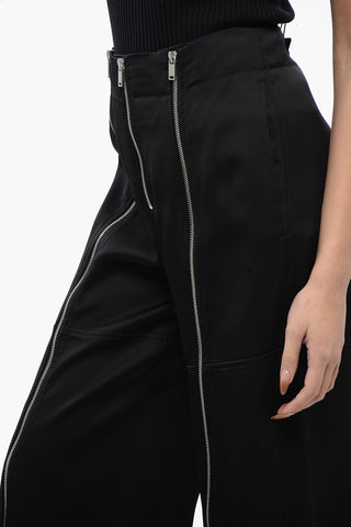 Pantaloni Crop a Gamba Ampia con Dettaglio Zip