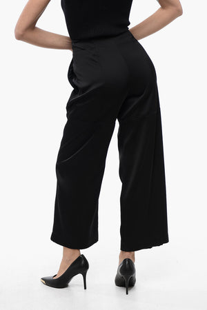 Pantaloni Crop a Gamba Ampia con Dettaglio Zip
