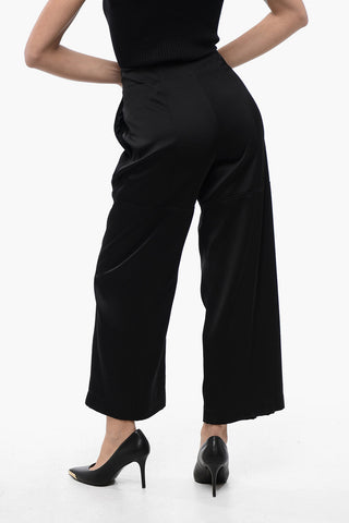 Pantaloni Crop a Gamba Ampia con Dettaglio Zip