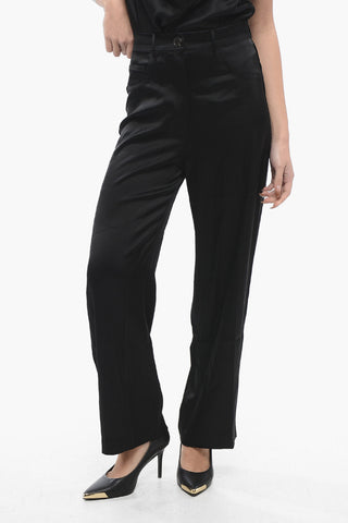 High-Waisted Satin Pants with Belt Loops