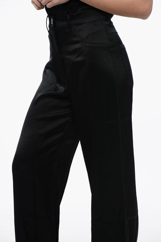 High-Waisted Satin Pants with Belt Loops