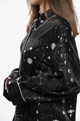 Blusa SOFI In Satin Stampata con Abbottonatura Nascosta