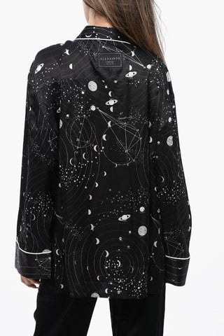 Blusa SOFI In Satin Stampata con Abbottonatura Nascosta