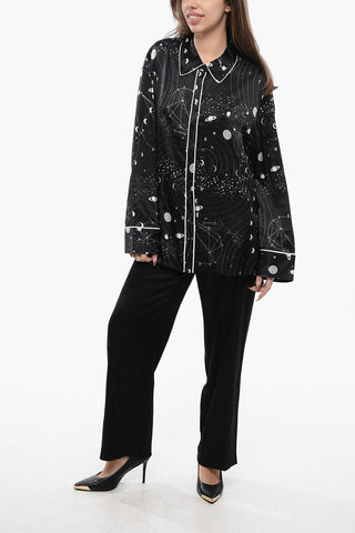 Blusa SOFI In Satin Stampata con Abbottonatura Nascosta