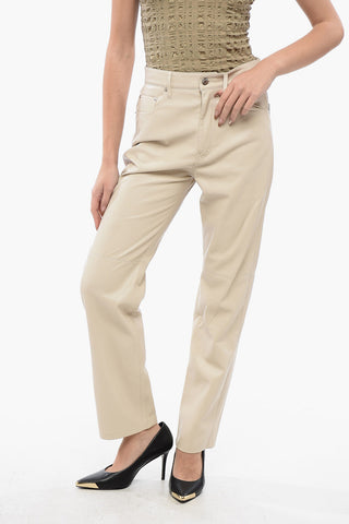 Faux Leather VINNI 5-Pockets Pants with Silver Button
