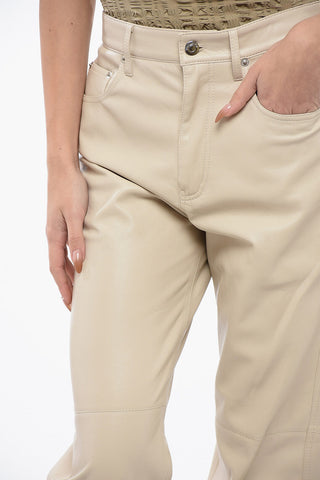 Faux Leather VINNI 5-Pockets Pants with Silver Button