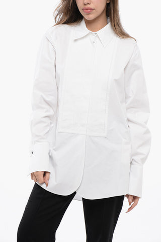 Cotton Asymmetric Shirt with Hidden Placket