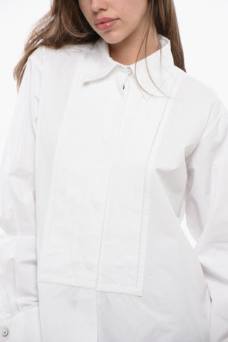 Cotton Asymmetric Shirt with Hidden Placket