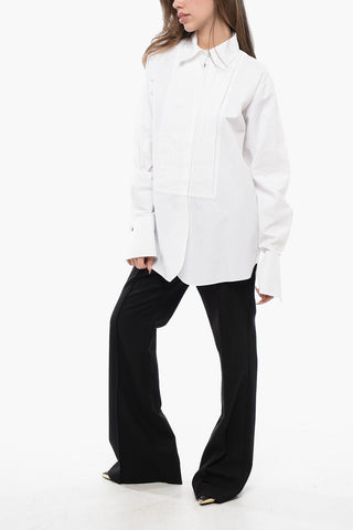 Cotton Asymmetric Shirt with Hidden Placket