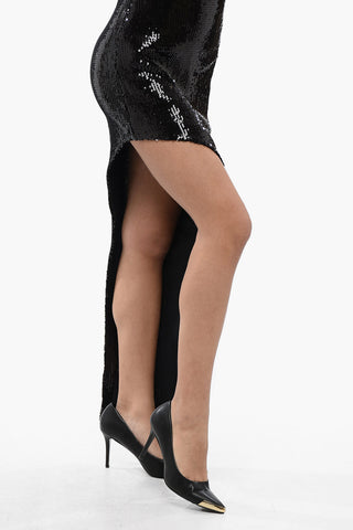One-shoulder Sequined Dress with Asymmetric Design
