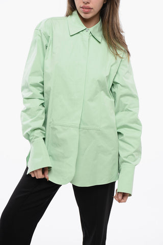 Asymmetric Cotton Blouse with Hidden Buttoning