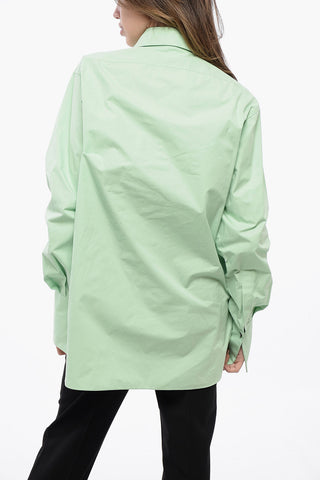 Asymmetric Cotton Blouse with Hidden Buttoning