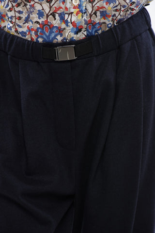 Double-pleated Cashmere Jersey Pants with Safety Belt