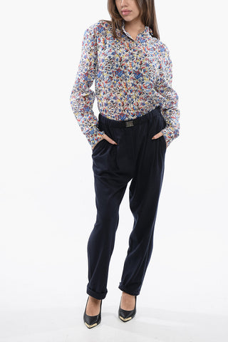 Double-pleated Cashmere Jersey Pants with Safety Belt