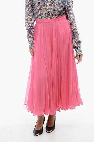 Gonna Svasata in Chiffon di Seta con Zip Posteriore