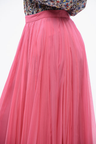 Gonna Svasata in Chiffon di Seta con Zip Posteriore