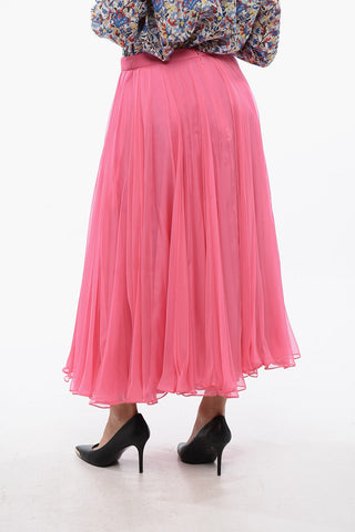 Gonna Svasata in Chiffon di Seta con Zip Posteriore