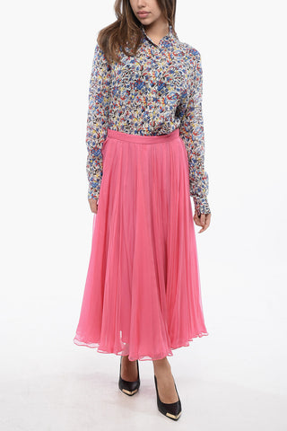 Gonna Svasata in Chiffon di Seta con Zip Posteriore