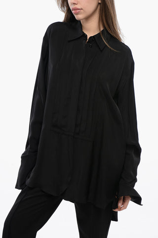 Oversized Asymmetric Blouse with Hidden Buttoning