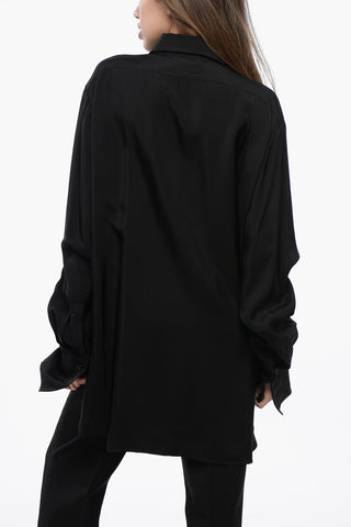 Oversized Asymmetric Blouse with Hidden Buttoning