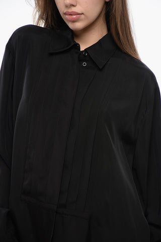 Oversized Asymmetric Blouse with Hidden Buttoning