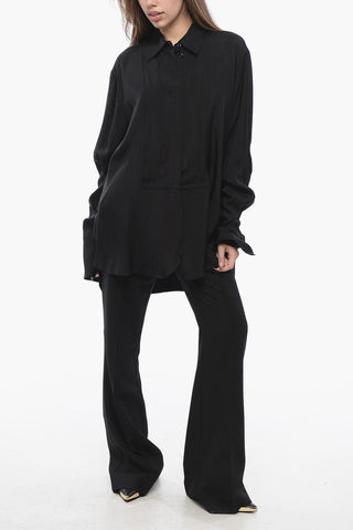 Oversized Asymmetric Blouse with Hidden Buttoning